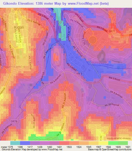 Gikondo,Rwanda Elevation Map