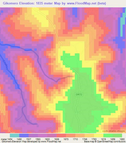 Gikomero,Rwanda Elevation Map