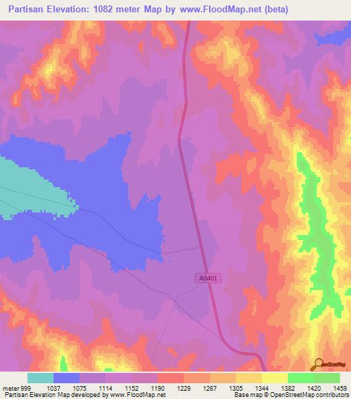 Partisan,Mongolia Elevation Map