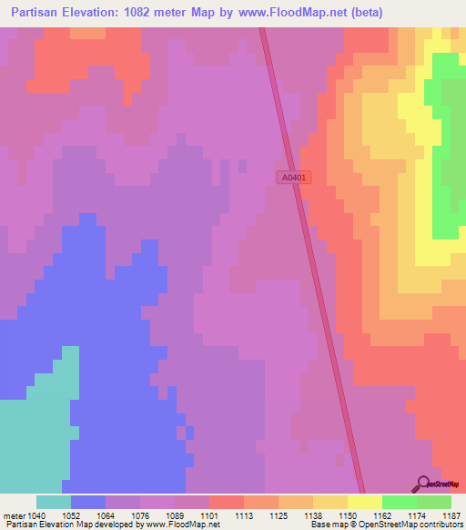 Partisan,Mongolia Elevation Map