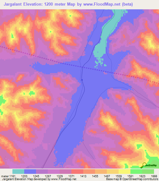 Jargalant,Mongolia Elevation Map