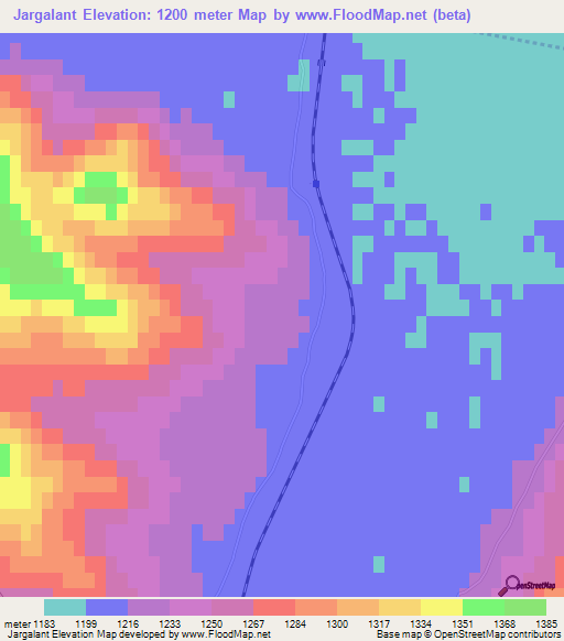 Jargalant,Mongolia Elevation Map