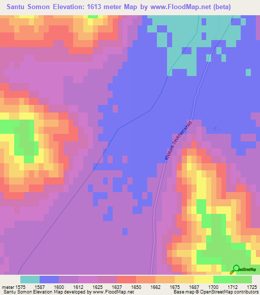 Santu Somon,Mongolia Elevation Map