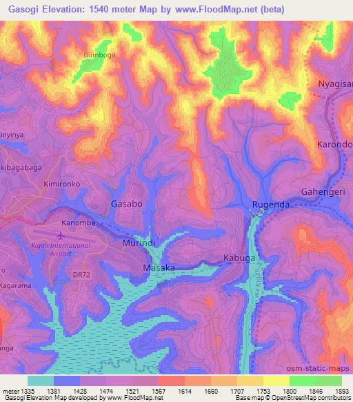 Gasogi,Rwanda Elevation Map