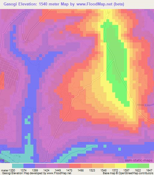 Gasogi,Rwanda Elevation Map