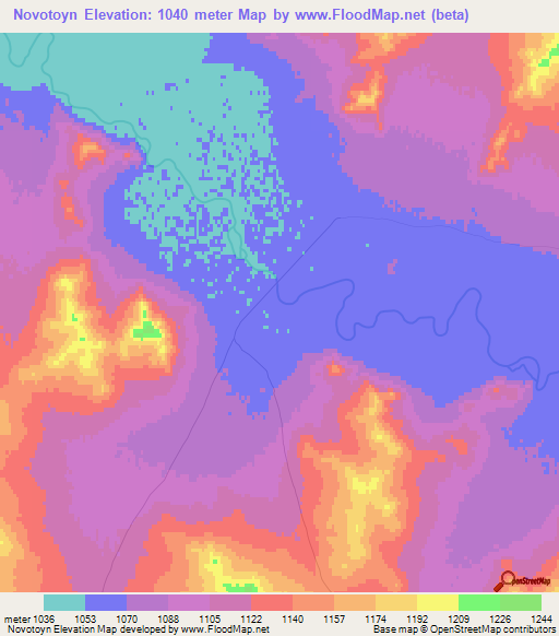 Novotoyn,Mongolia Elevation Map