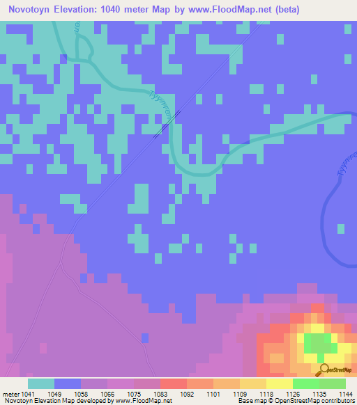 Novotoyn,Mongolia Elevation Map