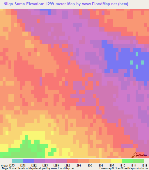 Nilga Suma,Mongolia Elevation Map