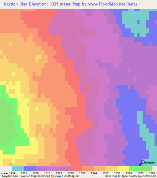 Naydan Jisa,Mongolia Elevation Map