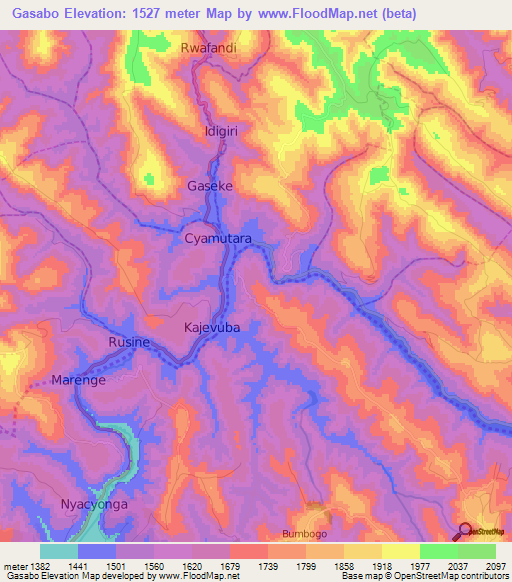 Gasabo,Rwanda Elevation Map