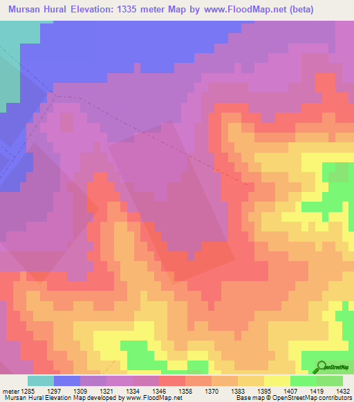 Mursan Hural,Mongolia Elevation Map