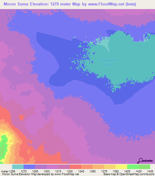 Moron Suma,Mongolia Elevation Map