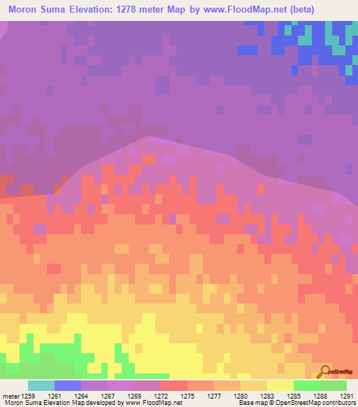 Moron Suma,Mongolia Elevation Map