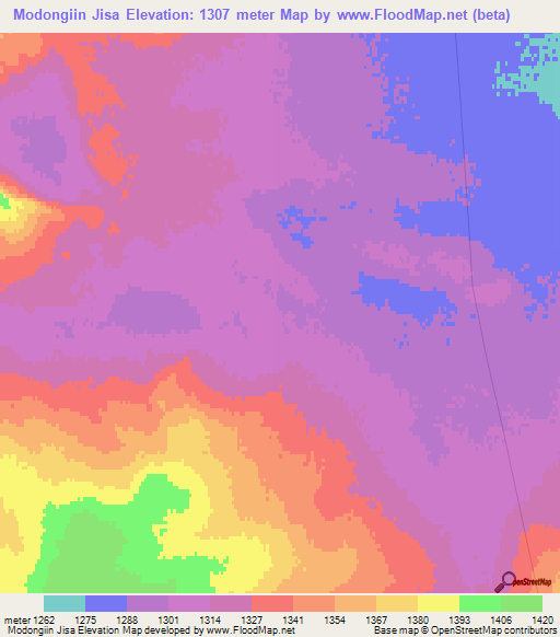 Modongiin Jisa,Mongolia Elevation Map