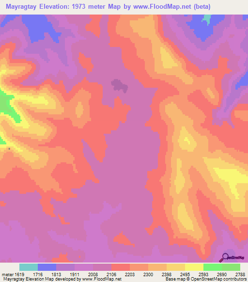 Mayragtay,Mongolia Elevation Map