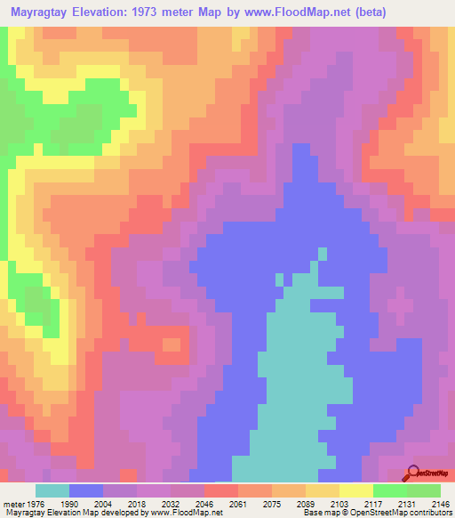 Mayragtay,Mongolia Elevation Map