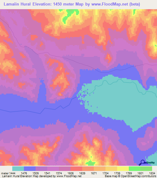 Lamaiin Hural,Mongolia Elevation Map