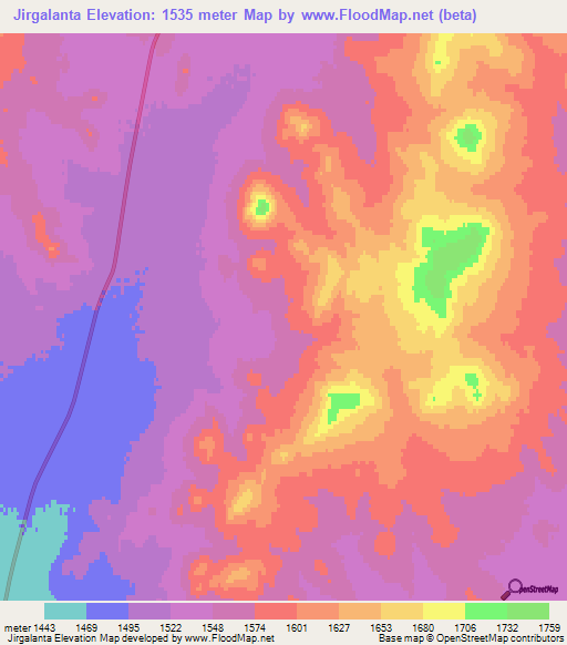 Jirgalanta,Mongolia Elevation Map