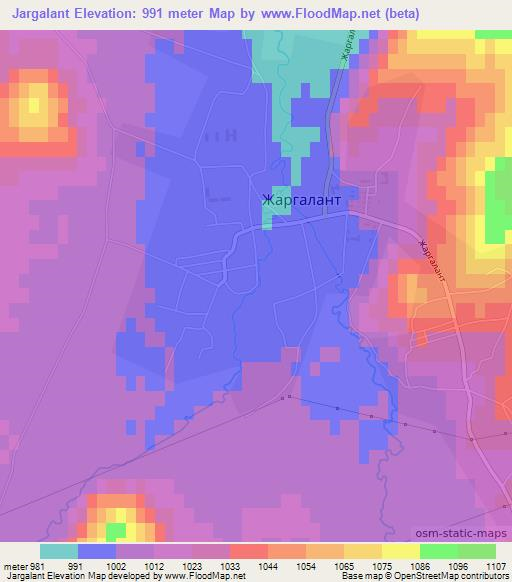 Jargalant,Mongolia Elevation Map