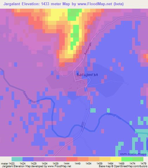 Jargalant,Mongolia Elevation Map