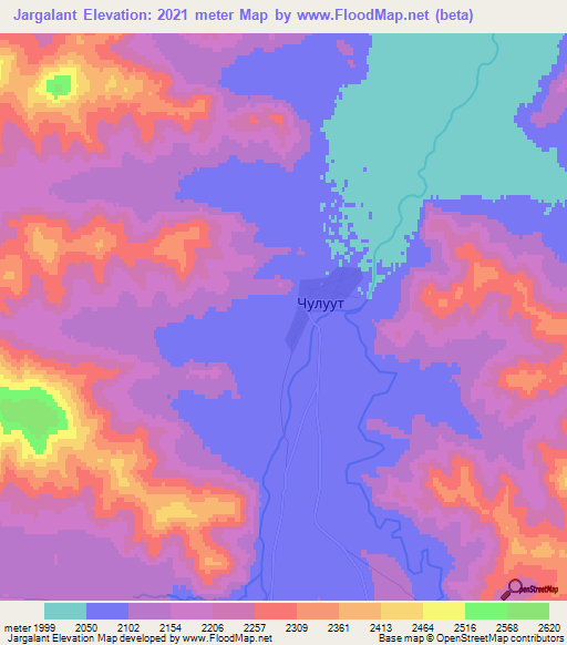 Jargalant,Mongolia Elevation Map