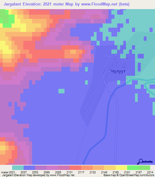 Jargalant,Mongolia Elevation Map