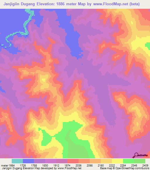 Janjigiin Dugang,Mongolia Elevation Map