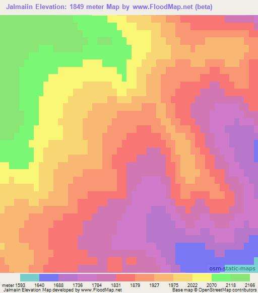 Jalmaiin,Mongolia Elevation Map