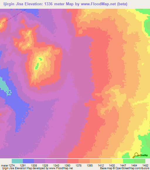 Ijirgin Jisa,Mongolia Elevation Map