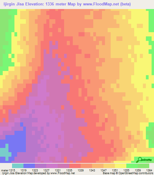 Ijirgin Jisa,Mongolia Elevation Map