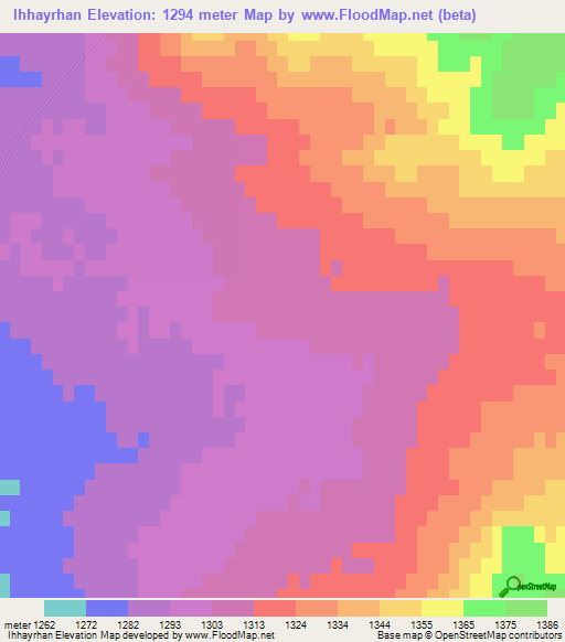 Ihhayrhan,Mongolia Elevation Map