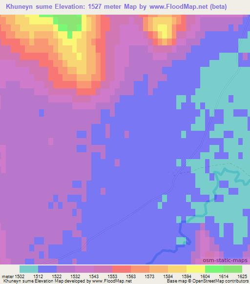 Khuneyn sume,Mongolia Elevation Map