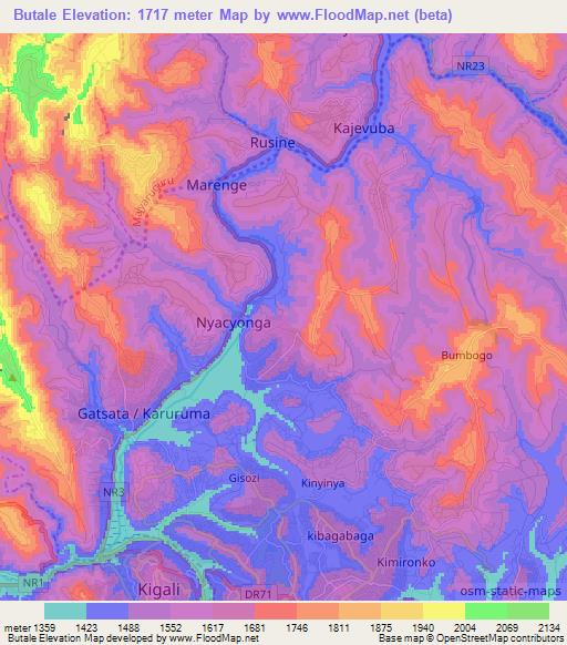 Butale,Rwanda Elevation Map