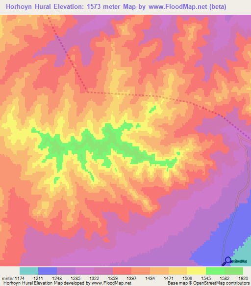 Horhoyn Hural,Mongolia Elevation Map