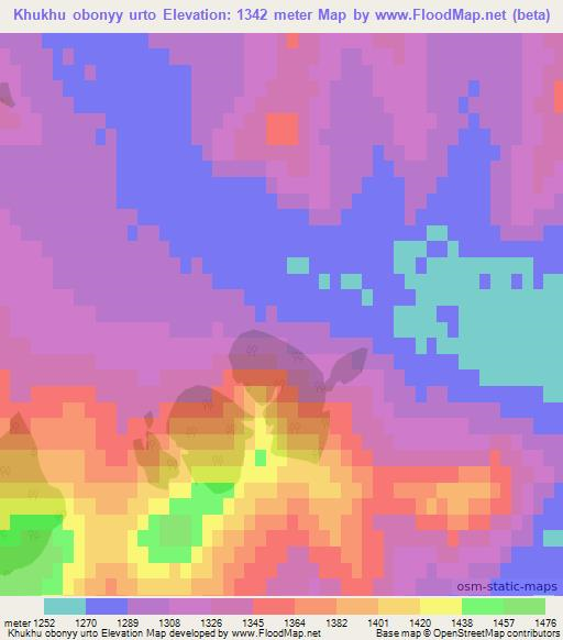 Khukhu obonyy urto,Mongolia Elevation Map