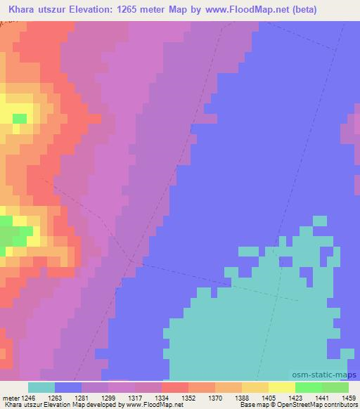 Khara utszur,Mongolia Elevation Map