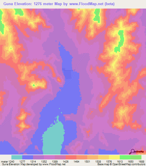 Guna,Mongolia Elevation Map