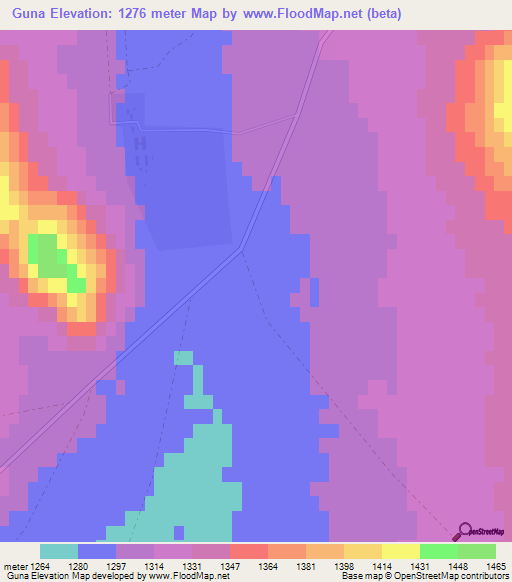 Guna,Mongolia Elevation Map