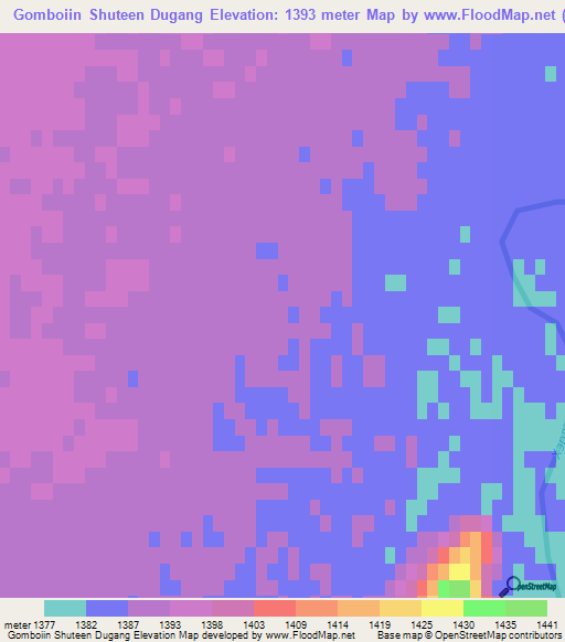 Gomboiin Shuteen Dugang,Mongolia Elevation Map