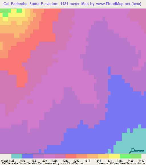 Gal Badaraha Suma,Mongolia Elevation Map