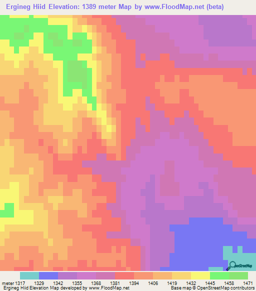 Ergineg Hiid,Mongolia Elevation Map