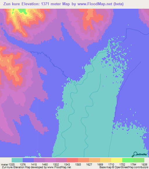 Zun kure,Mongolia Elevation Map