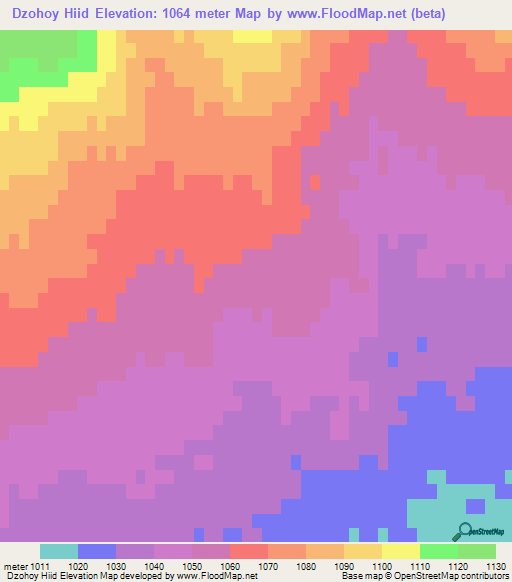 Dzohoy Hiid,Mongolia Elevation Map