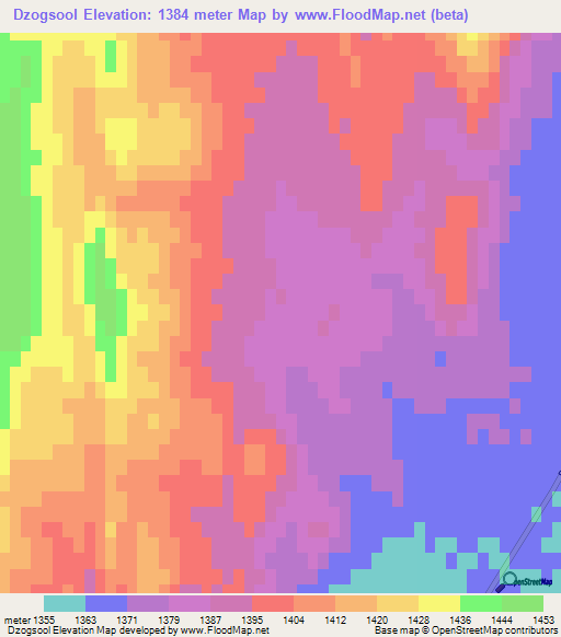 Dzogsool,Mongolia Elevation Map