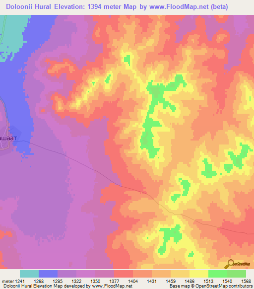 Doloonii Hural,Mongolia Elevation Map