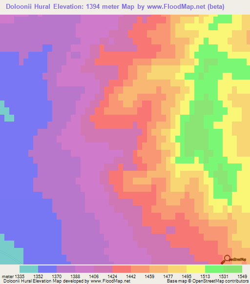 Doloonii Hural,Mongolia Elevation Map