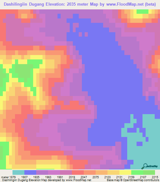 Dashilingiin Dugang,Mongolia Elevation Map