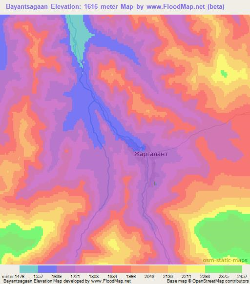 Bayantsagaan,Mongolia Elevation Map