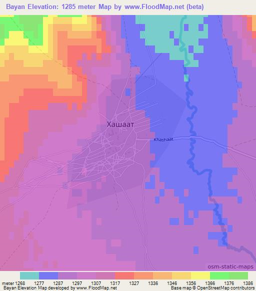 Bayan,Mongolia Elevation Map