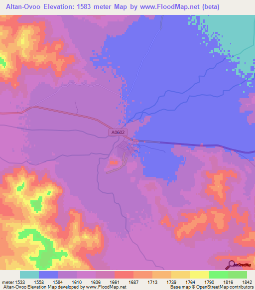 Altan-Ovoo,Mongolia Elevation Map